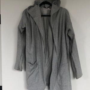 Heather grey gap terry hooded cardigan